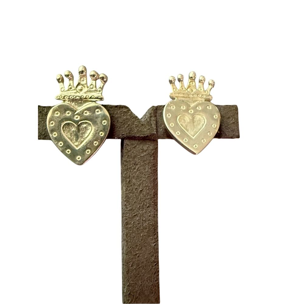 Joy 925 Sterling Silver Heart Tiara Crown Earrings
